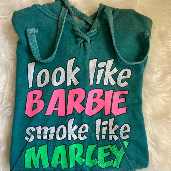 Look Like Barbie Smoke Like Marley Hoodie Sweatshirt Size S - Picture 4 of 8